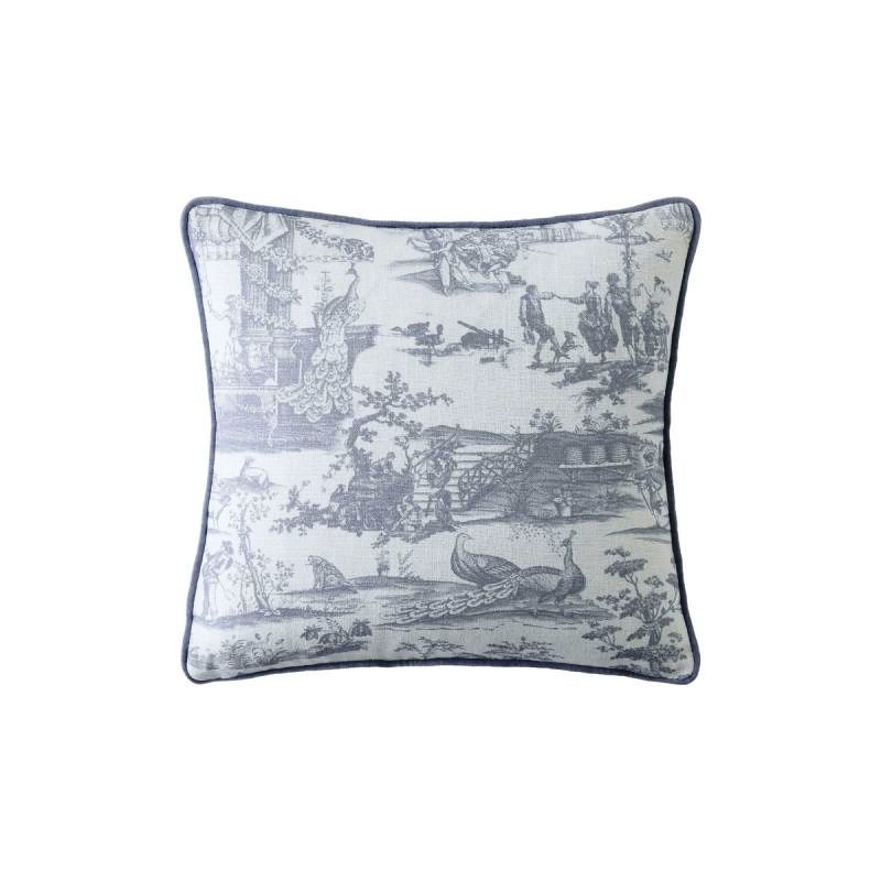 Бавовняна подушка з сіро-блакитним французьким пейзажем BRAYSMITH TOILE (Blue Chambray)